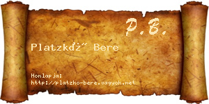 Platzkó Bere névjegykártya